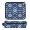 2 in 1 Hair Tools Organizer with Heat Resistant Mat Waterproof Portable Open Flat Travel Bag for Hot Tools Curling Iron Flat Irons Hair Volumizer Styler, Snowflakes Navy Blue Women view 3