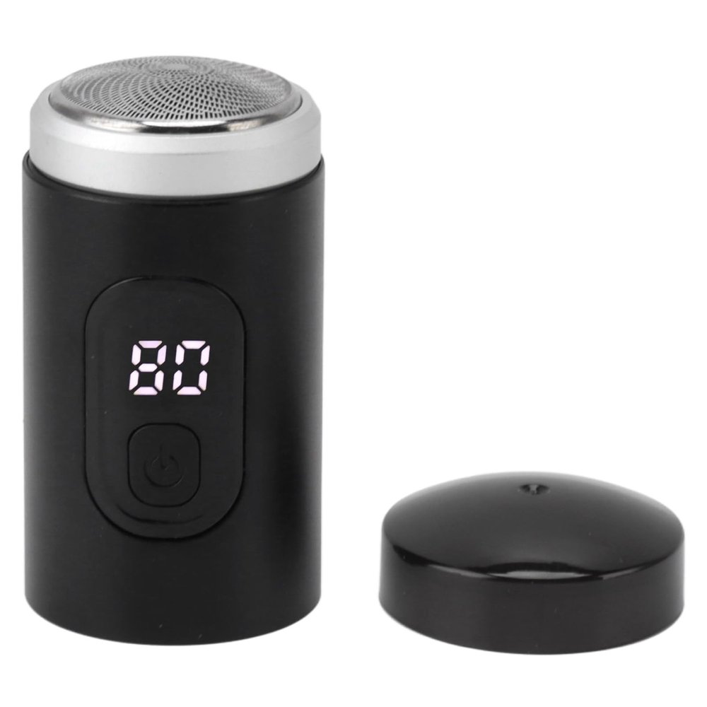 Miriam Song Electric Beard Trimmer, USB Rechargeable, IP7X Water Protected, 65,000 RPM, Portable, Digital Groomer, Compact, Lightweight, Travel Friendly for Men and Women Black Aluminum, 70mm
