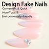 BQZQPAMZ 24pcs Press On Nails Medium Length White Glitter Almond Shape Fake Nails With Rhinestone Line Design Glue On Nails Full Coverage Acrylic Nails Women DIY Manicure Decoration Accessories view 2