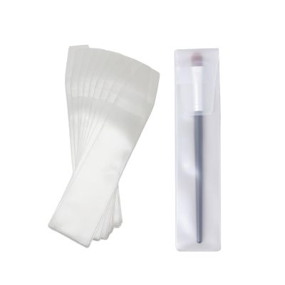 10Pcs 55x211cm/2.2x8.3 inch Translucent Frosted EVA Makeup Brush Guard Protectors Make Up Brush Holding Pouch Organizer Cosmetic Brushes Pen Portable Bags for Travel Home Use (Not Include Brushes)