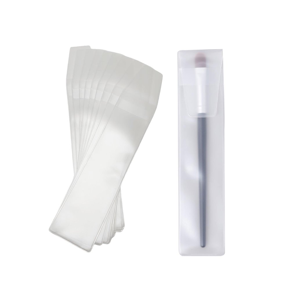 10Pcs 55x211cm/2.2x8.3 inch Translucent Frosted EVA Makeup Brush Guard Protectors Make Up Brush Holding Pouch Organizer Cosmetic Brushes Pen Portable Bags for Travel Home Use (Not Include Brushes)
