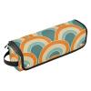 2-in-1 Curling Iron Travel Case and Heat Resistant Mat with Zipper Waterproof Portable Open Flat Travel Bag for Flat Iron Hot Tools and Haircare Accessories, Orange and Teal Seamless Pattern view 1