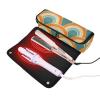2-in-1 Curling Iron Travel Case and Heat Resistant Mat with Zipper Waterproof Portable Open Flat Travel Bag for Flat Iron Hot Tools and Haircare Accessories, Orange and Teal Seamless Pattern view 2