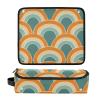 2-in-1 Curling Iron Travel Case and Heat Resistant Mat with Zipper Waterproof Portable Open Flat Travel Bag for Flat Iron Hot Tools and Haircare Accessories, Orange and Teal Seamless Pattern view 3