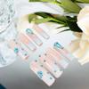 BQZQPAMZ Blue French Tip Press On Nails White Flower Stick On Nails With 3D Blue Flat Rhinestones Reusable Acrylic Fake Nails Spring Summer Fingernails for Women Nail Art Supplies-24pcs view 3