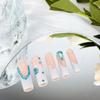 BQZQPAMZ Blue French Tip Press On Nails White Flower Stick On Nails With 3D Blue Flat Rhinestones Reusable Acrylic Fake Nails Spring Summer Fingernails for Women Nail Art Supplies-24pcs view 4