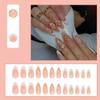 BQZQPAMZ White French Tip Press on Nails Gold-Stamped Pink Flower Fake Nails Medium Almond Shaped With Glue Reusable Full Coverage Acrylic Nails for Women DIY Spring Glossy Manicure Supplies view 2