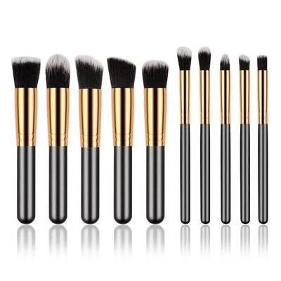 10-Piece Premium Makeup Brush Set Black Gold