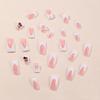BQZQPAMZ 24pcs Duckbill Shaped Press On Nails Medium French Tip False Nails with 3D White Bow Pearl Cherry Pattern Nail Charms Full Coverage Acrylic Stick on Nails for Women Nail Gift view 2