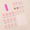 BQZQPAMZ 24pcs Duckbill Shaped Press On Nails Medium French Tip False Nails with 3D White Bow Pearl Cherry Pattern Nail Charms Full Coverage Acrylic Stick on Nails for Women Nail Gift view 3