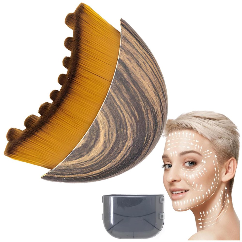 Lymphatic Drainage Brush for Face and Body - Dry Brushing Massager Tool with Contour Design, Gentle Bristles for Sensitive Skin, Chin & Jawline Sculpting, Ergonomic Lymphatic Brush for Home & Spa Use