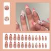 BQZQPAMZ Flower Fake Nails Medium Almond Shape Pink Gradient French Tip Press On Nails Full Cover Glossy Glue On Nails Press Nails With Charms Artificial Stick On Nails for Women Nail Art Supplies view 2