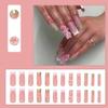 BQZQPAMZ 3D Flower False Nails With Glue Coffin French Tip Press On Nails Green White Stick On Nails Artificial Nails Long Full Coverage Acrylic Nail Women Spring Nail Art Supplies-24pcs view 2