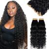 Long Curly Wave Tape in Hair Extensions Natural Color 22 Inch Water Wave Tape in Human Hair Extensions 40PCS 100G Thick and Full Invisible Tape ins Water Wave Real Remy Human Hair Pieces Black view 1