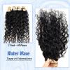 Long Curly Wave Tape in Hair Extensions Natural Color 22 Inch Water Wave Tape in Human Hair Extensions 40PCS 100G Thick and Full Invisible Tape ins Water Wave Real Remy Human Hair Pieces Black view 4