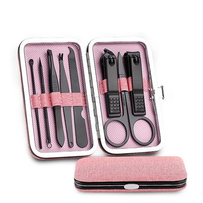 LSSOAZZVVN Stainless Steel Nail Clippers Manicure Tool Portable Pedicure Sets with Button Lock for Man 8 Pieces (Color : A)