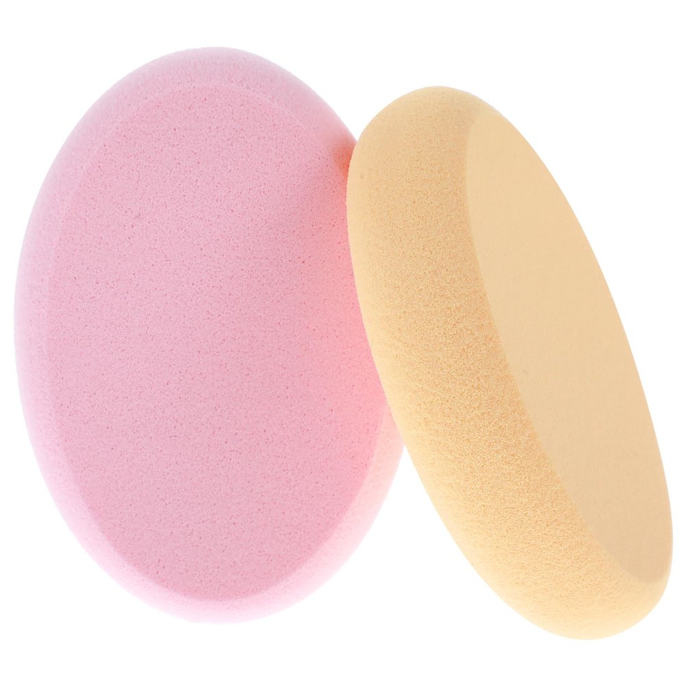 2 Pack Makeup Sponge For Foundation, Oval Puff Beauty Egg Foundation Sponge, Professional Latex Free Makeup Sponges for Eye Foundations Blush Application, Forehead Cheeks Dry and Wet (Skin Tone,Pink)