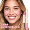 2 in1 Freckle Blush Pen, Light Brown Faux Freckle Stamp Pen Soft Pink Liquid Blush for Natural Sunkissed Makeup, Face Natural Lifelike Waterproof Long Lasting Quick Dry Fake Freck Tint Marker Pen view 2