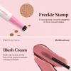 2 in1 Freckle Blush Pen, Light Brown Faux Freckle Stamp Pen Soft Pink Liquid Blush for Natural Sunkissed Makeup, Face Natural Lifelike Waterproof Long Lasting Quick Dry Fake Freck Tint Marker Pen view 3