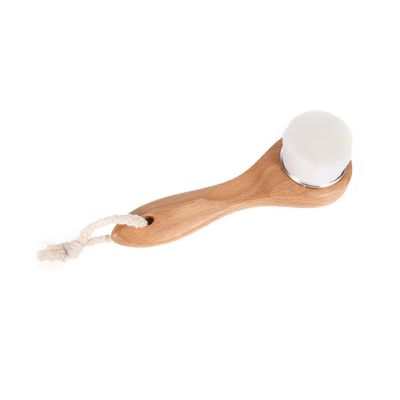 Healvian Wooden Long Handle Facial Cleansing Brush for Deep Pore Cleaning Facial Scrub Brush for Curly Hair