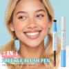 2 in1 Freckle Blush Pen, Dark Brown Faux Freckle Stamp Pen Coral Orange Liquid Blush for Natural Sunkissed Makeup, Face Natural Lifelike Waterproof Long Lasting Quick Dry Fake Freck Tint Marker Pen view 2