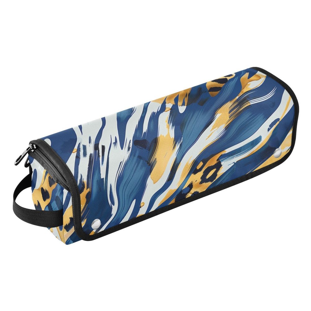 2 in 1 Hair Tools Organizer and Heat Resistant Mat Large Capacity Hair Straighteners Organizer for Straigheners, Curling Iron, Hair Dryer, Blue Animal Print Portable Travel Essentials