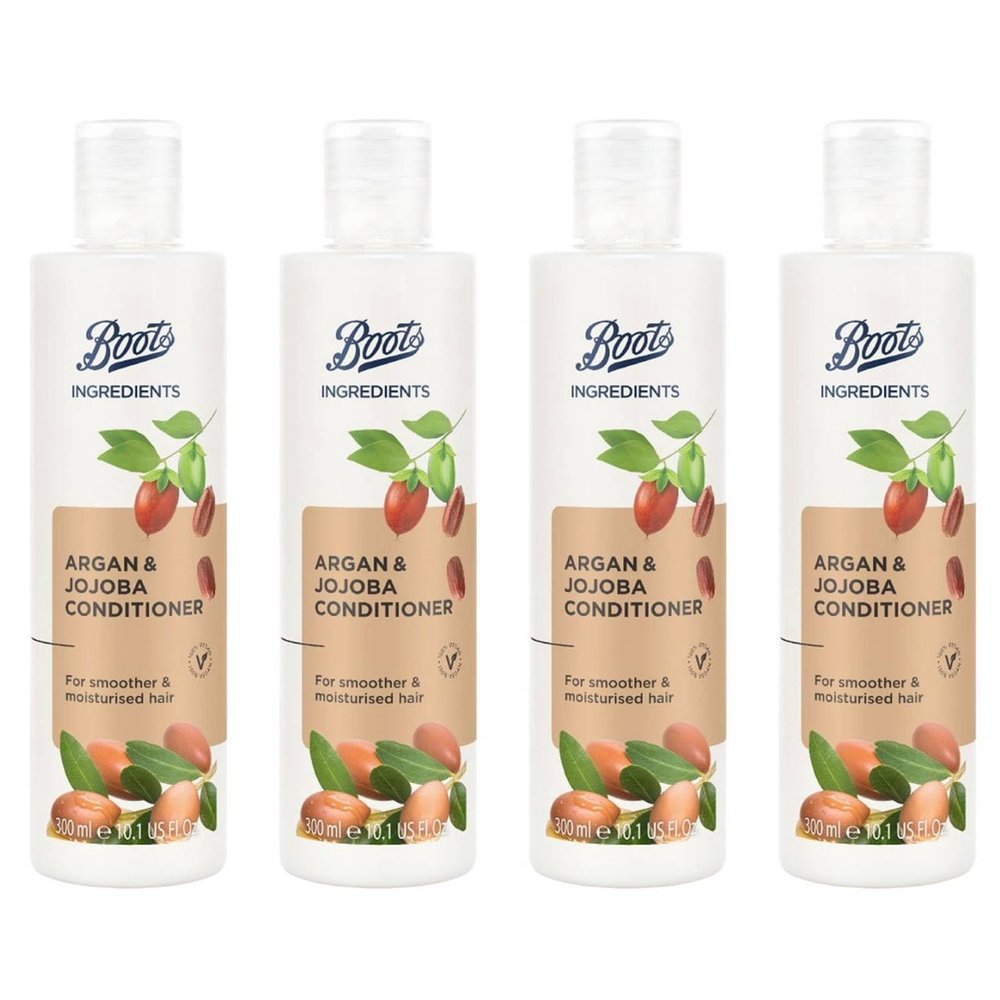 Boots Ingredients Argan and Jojoba Conditioner 10.14 Fl Oz. (Pack of 4)