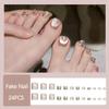 BQZQPAMZ 24pcs Glitter Press On Toenails With Rhinestones Pure Nude Gel Glue On Toe Nails 24pcs Glossy Fake Toe Nails Suitable for Women DIY Spring Press On Nail Supplies Reusable view 2