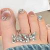 BQZQPAMZ Glitter Press On Toe Nail Short Square Fake Toenails With 3D Rhinestone Design Toe Nail Press Ons Acrylic Stick On Nails for Women Summer Manicure Glossy Toenail Press On Nails view 1