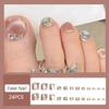 BQZQPAMZ Glitter Press On Toe Nail Short Square Fake Toenails With 3D Rhinestone Design Toe Nail Press Ons Acrylic Stick On Nails for Women Summer Manicure Glossy Toenail Press On Nails view 2