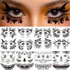 14 Sheets Halloween Decorations,Devil Face Tattoos Skeleton Mouth Spider Web Temporary Tattoo Stickers,Halloween Eyeliner Temporary Tattoos for Adults Halloween Party Favors view 1