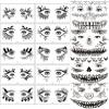 14 Sheets Halloween Decorations,Devil Face Tattoos Skeleton Mouth Spider Web Temporary Tattoo Stickers,Halloween Eyeliner Temporary Tattoos for Adults Halloween Party Favors view 2
