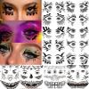 14 Sheets Halloween Decorations,Devil Face Tattoos Skeleton Mouth Spider Web Temporary Tattoo Stickers,Halloween Eyeliner Temporary Tattoos for Adults Halloween Party Favors view 3