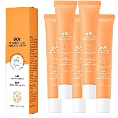 BareBliss Facial Hair Removal Cream, Painless Gentle Face Hair Remover, Soothing & Effective Quick Hairs Removal Depilatory Cream for Upper Lip, Chin, Body, for All Skin Types (5Pcs)
