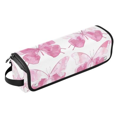 2 in 1 Hair Tools Organizer and Heat Resistant Mat Large Capacity Hair Tool Organizer for Curling Iron Straightener Flat Hair Dryer, Symmetrical Pink Butterfly Women Essentials Storage
