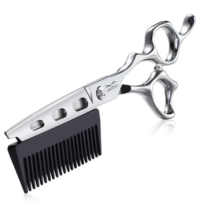 JASON Hair Cutting Scissors Shears- 6" 2 in 1 With Detachable Comb Silver
