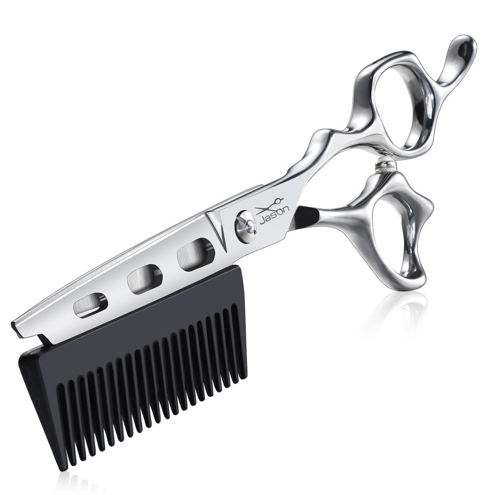 JASON Hair Cutting Scissors Shears- 6" 2 in 1 With Detachable Comb Silver