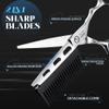 JASON Hair Cutting Scissors Shears- 6" 2 in 1 With Detachable Comb Silver view 2