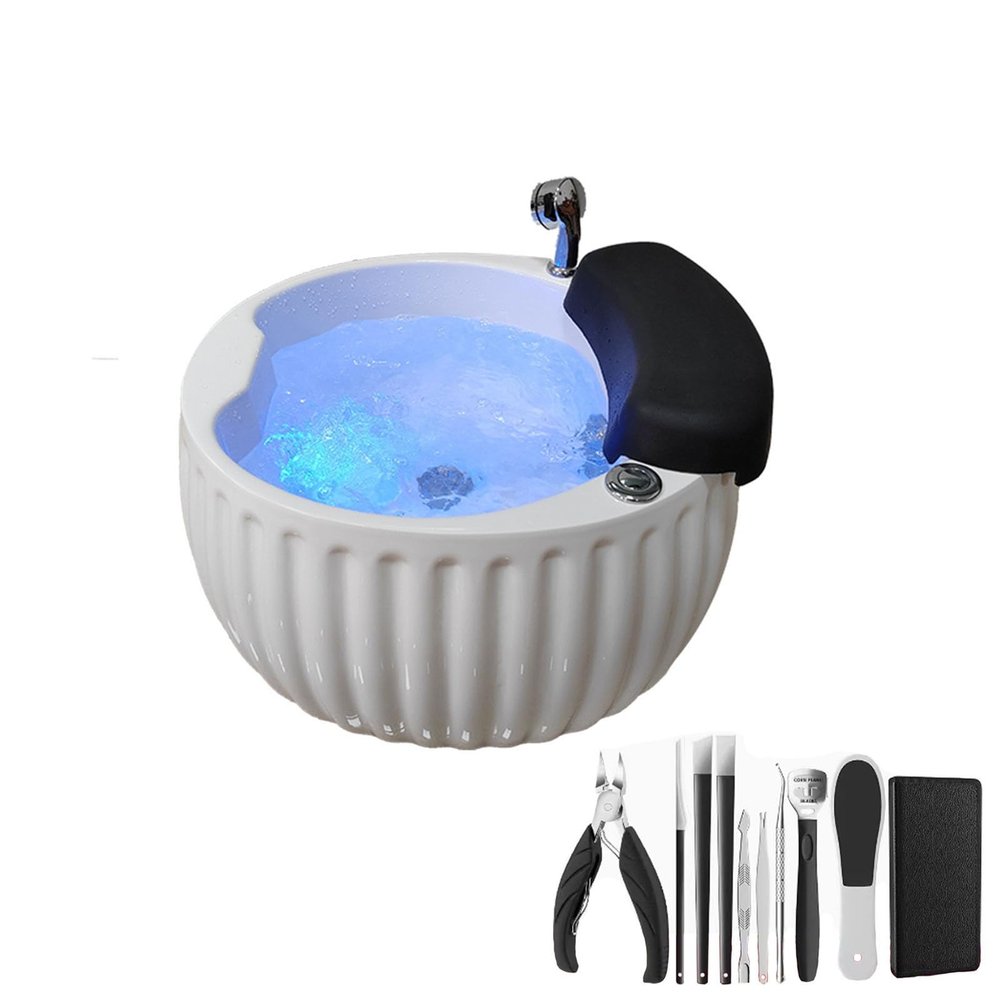 Acrylic Footbath Spa Foot Bath Pedicure with Heat and Age Colorful Lamp Used in Beauty Salons Nail Round