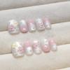 BQZQPAMZ 3D Flower False Nails With Glue Short Gradient Press on Nails Kit Acrylic Set Glitter Square Stick on Nails Glossy Full Coverage Glue on Nails for Women Spring Manicure-24Pcs view 4