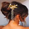 Asooll Bridal Hair Comb Gold Hair Pieces Crystal Leaf Hair Accessories for Women view 2