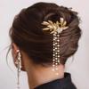 Asooll Bridal Hair Comb Gold Hair Pieces Crystal Leaf Hair Accessories for Women view 4
