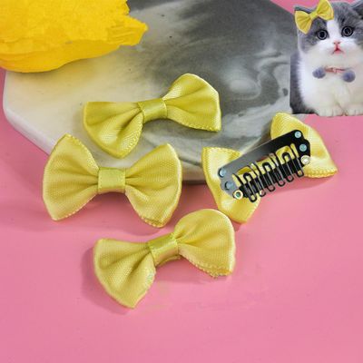 Cats Hair Clip Bows,5-pack, Bowknot Hair Clip for Short Hair Dogs Puppy Kitten,Golden Retriever,French Bulldog,Labrador.German shepherds Yorkshire Grooming Products,Daily or Festival (light yellow)