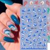 2 Sheets Summer Ocean Nail Art Stickers Ocean Shells Starfish Marine Animal Nail Stickers 3D Self-Adhesive Nail Decals for Women DIY Holiday Manicure Decoration Supplies view 1