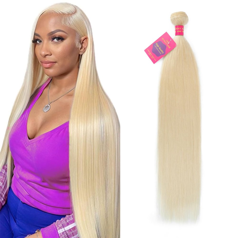 12A 613 Bundles Human Hair 30 Inch Blonde Bundles Human Hair 100% Unprocessed Brazilian Virgin Raw Weave Bundle 1 Bundle Blonde Straight Human Hair for Women