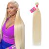 12A 613 Bundles Human Hair 30 Inch Blonde Bundles Human Hair 100% Unprocessed Brazilian Virgin Raw Weave Bundle 1 Bundle Blonde Straight Human Hair for Women view 1