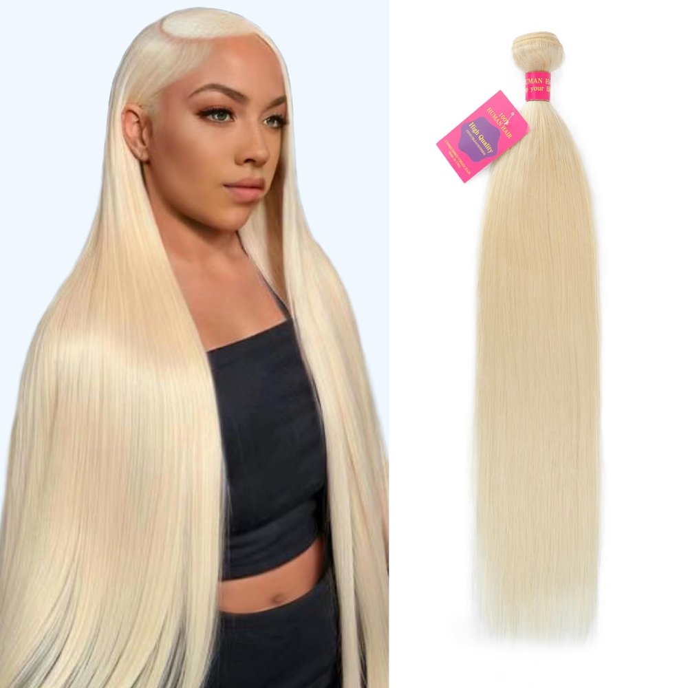 12A 613 Bundles Human Hair 28 Inch Blonde Bundles Human Hair 100% Unprocessed Brazilian Virgin Raw Weave Bundle 1 Bundle Blonde Straight Human Hair for Women