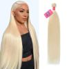 12A 613 Bundles Human Hair 28 Inch Blonde Bundles Human Hair 100% Unprocessed Brazilian Virgin Raw Weave Bundle 1 Bundle Blonde Straight Human Hair for Women view 1