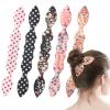 5PCS Floral Prints Bun Makers, Polka Dot Rabbit Ear Bun Twister, Flower Quick Hair Styling Accessories, Deft Hair Bun Maker Hairband, Headwear Styling Tools for Women Vacation Party Accessories view 1