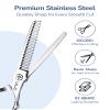 ULG Professional Hair Thinning Scissors 6.5" Japanese Stainless Steel Hand-Honed Salon Barber Scissors for Stylist & Home Use, Texturizing Shears, Ergonomic Design with Patterned Handles view 2